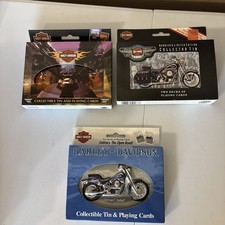 Harley Davidson Playing Cards in Collectors Tin Lot - 3 Tins & 6 Decks of Cards