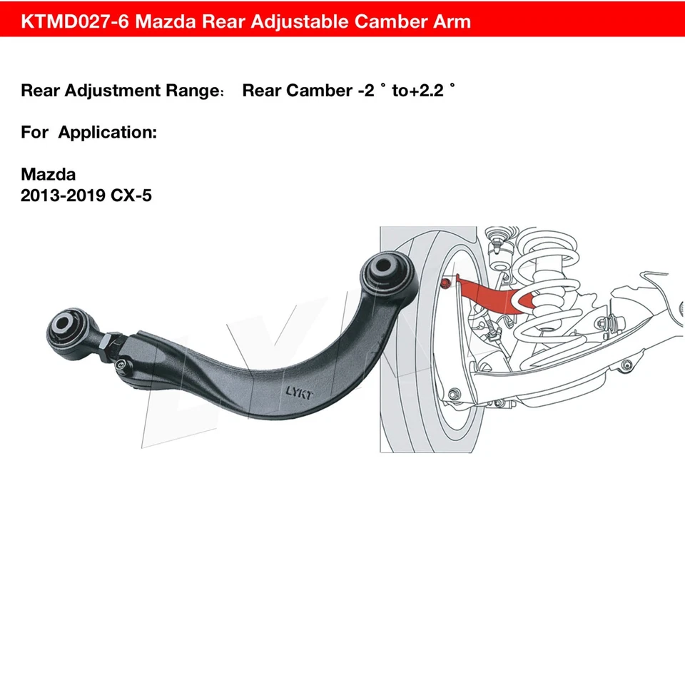 LYKT 2pcs Adjustable Rear Camber Control Arms Kit for Mazda 2013-2024 CX-5 - Image 2 of 4