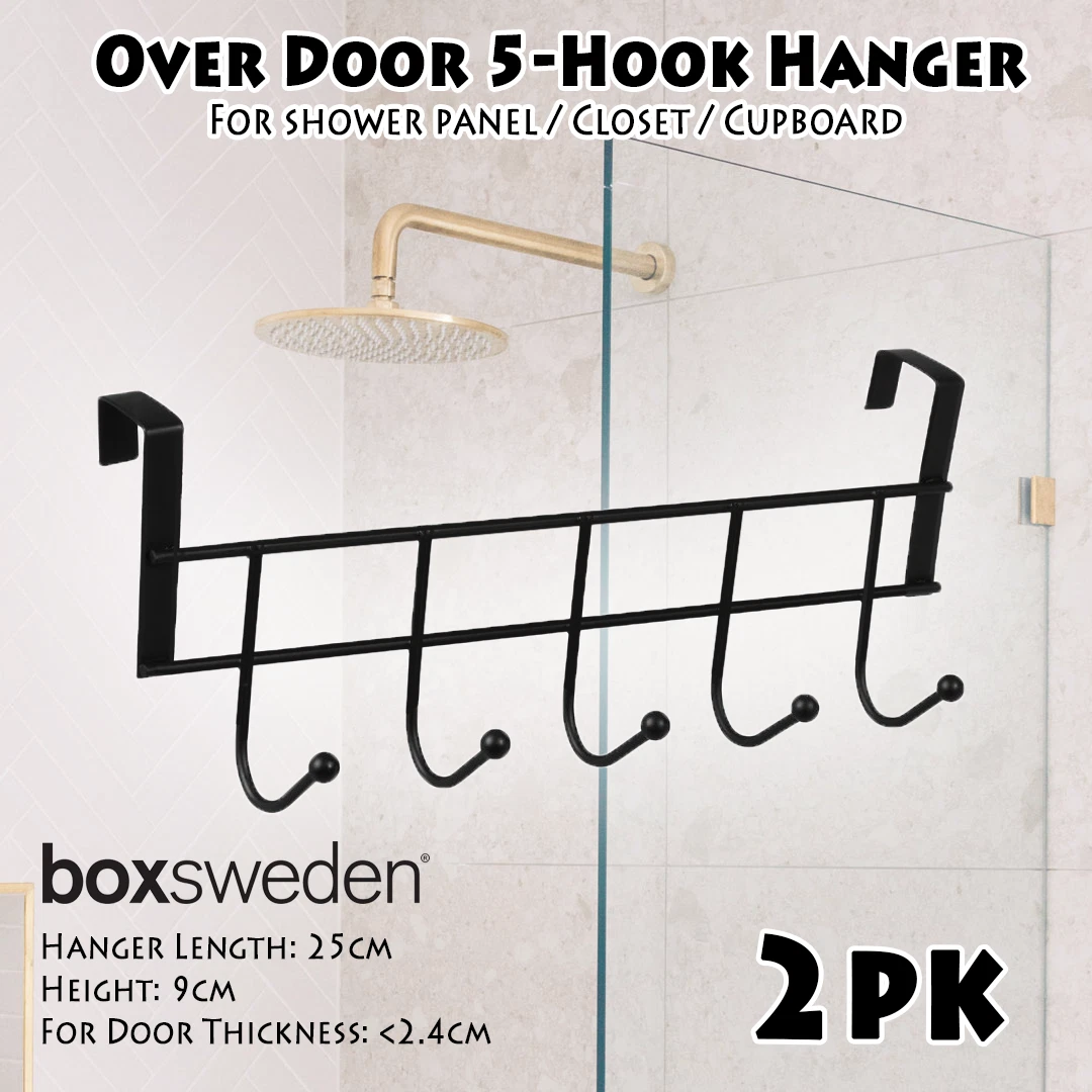 2x Shower Over Door Hooks Storage Hanger Organiser Clothes Towel Kitchen Racks