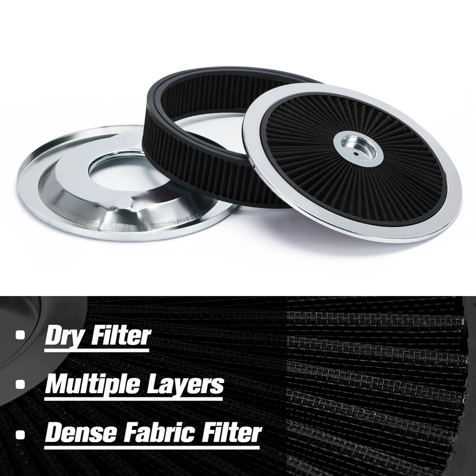 Juego de purificador de aire 14 pulgadas x 3 in. Kit de purificador de aire negro lavable Super Flow elevado Foto 4 de 4