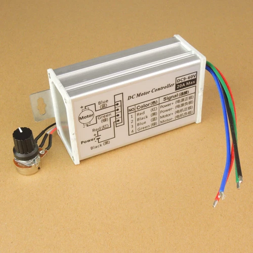 PWM DC Brush Motor Stepless Variable Speed Controller Switch 12V 24V 48V 60V 20A