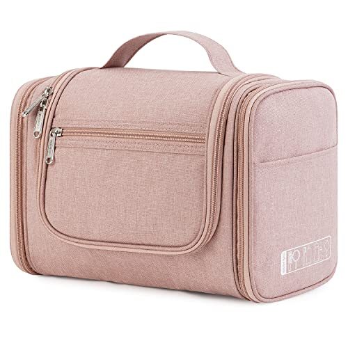 Spacious Dark Pink Hanging Toiletry Bag for Travel Makeup Organizer