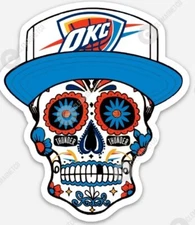 OKC Thunder Sugar Skull STICKER - NBA Premium Vinyl Oklahoma City Basketball