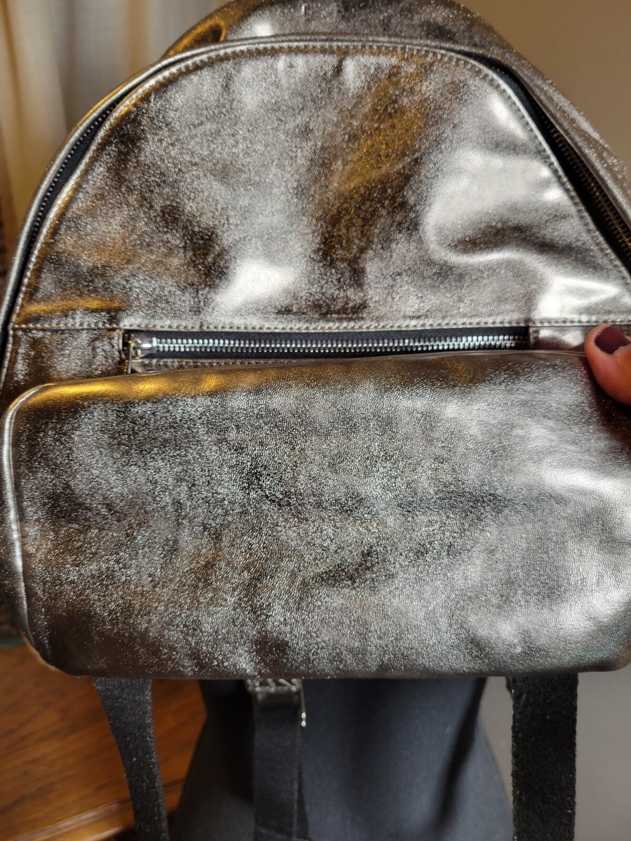 FRENCH CONNECTION METALLIC SILVER FAUX LEATHER BACKPACK | eBay