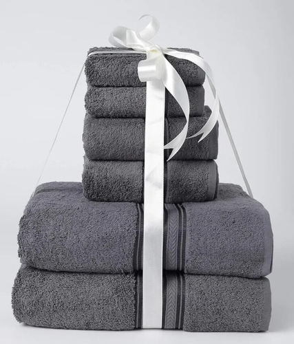 Noble House 6 Piece Towels Set Grey Ring Spun Cotton - 2 Bath, 2 Hand, 2 Wash - Picture 6 of 8