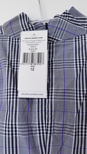 Ralph Lauren Womens Top Shirt blouse checked raised knot detail neck size 12 - Picture 5 of 11