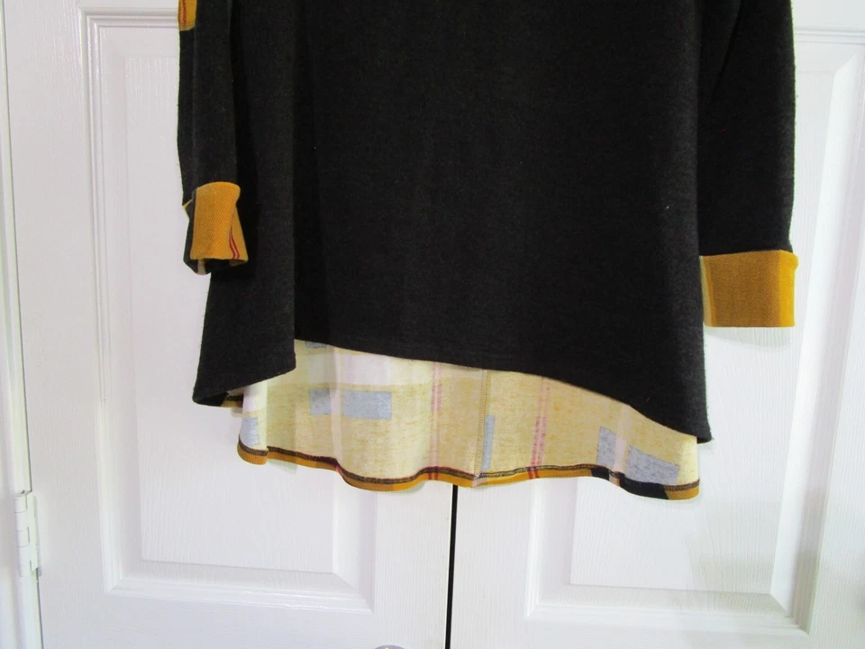 Женский свитер Gorilla Cat средний размер черная золотая нашивка с длинным рукавом высокий низкий подол - Изображение 3 из 4