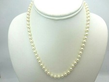 New Genuine Cultured Pearl Necklace 5 mm. 17" 14K Yellow Gold Clasp