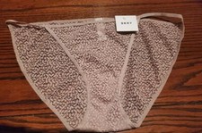NWT DKNY NYLON/ SPANDEX LACE STRING BIKINI PANTIES DK5015 6UM BEIGE XL