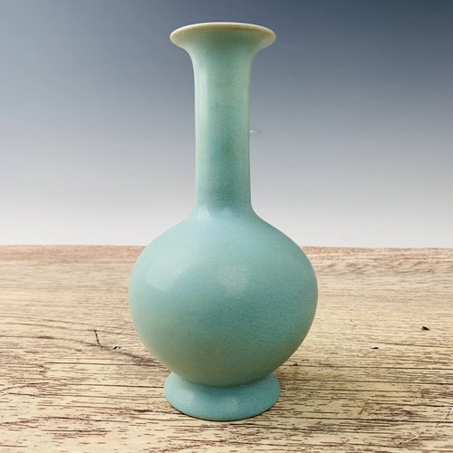 Vaso smaltato blu 7,8" cinese antica canzone porcellana dinastia Ru Kiln Sky - Foto 2 di 9