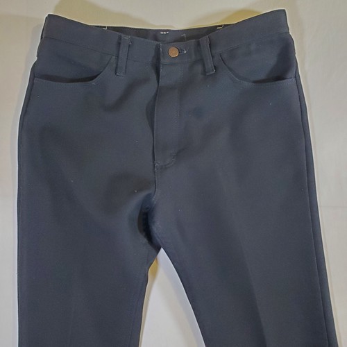 Wrangler Black Polyester 82BK VTG 90s 34x32 (Actual 32x31) Boot Cut Slacks Pants - Picture 2 of 20