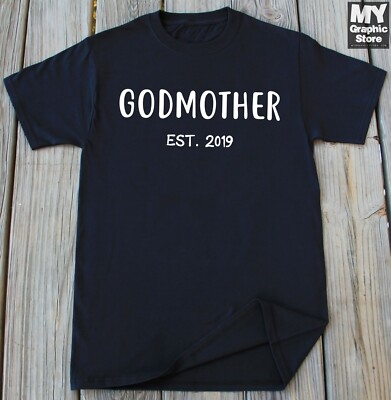 Godmother Est 2019 T Shirt New Grandma Nani Gigi Christmas Gift Pregnancy Reveal
