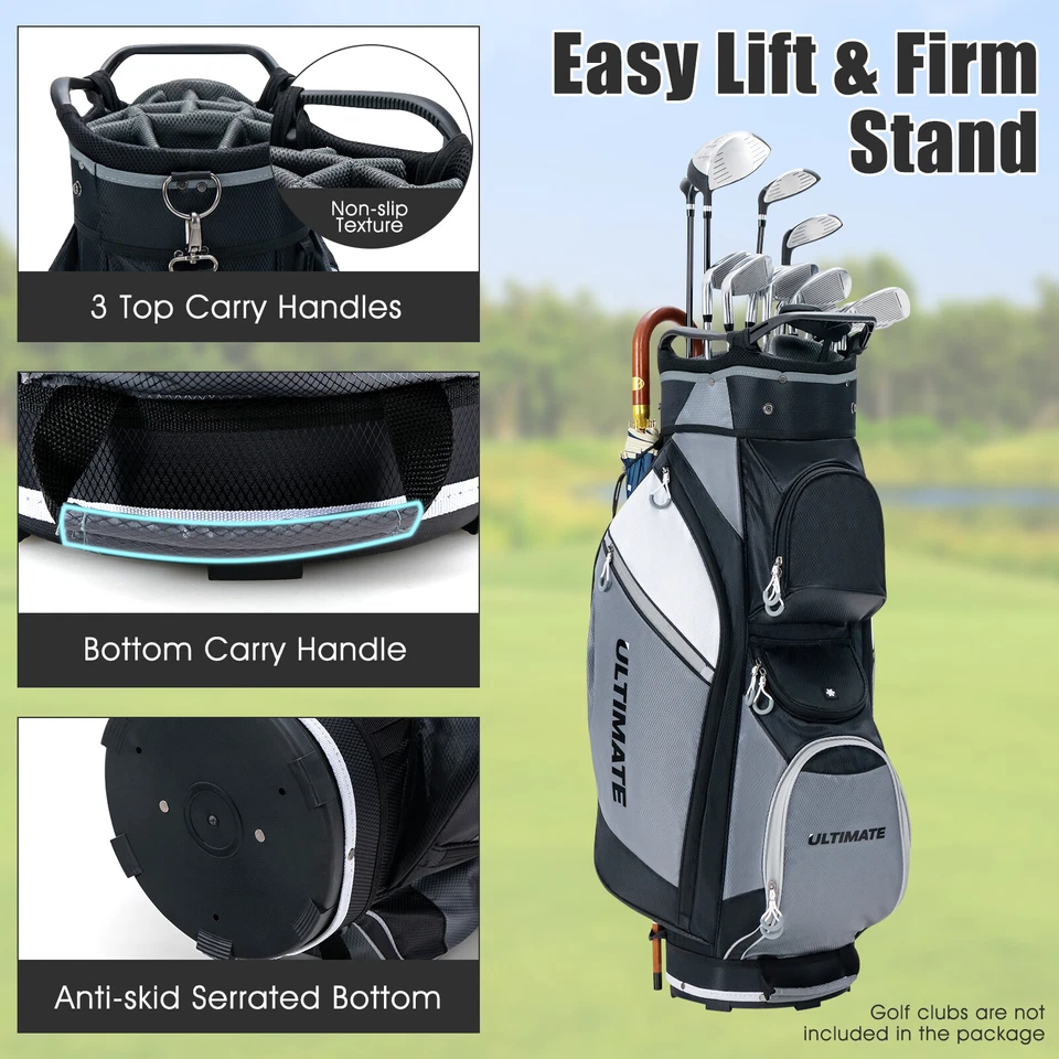 14-Way Golf Cart Stand Bag w/Cooler Bag Waterproof Valuable Pocket Rain Hood - image 4 of 4