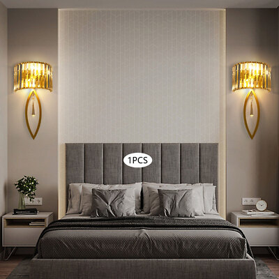 Crystal Wall Lamp, Lamp Living Room Bedside Corridor Wall Lamp, Retro Gold, 110V