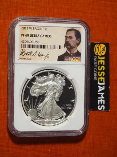 2013 W PROOF SILVER EAGLE NGC PF69 ULTRA CAMEO WYATT EARP LABEL