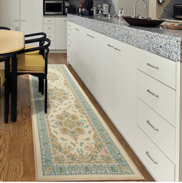 Alfombras Orientales Tradicional Antideslizante Pila de Bajo Perfil Goma Respaldo Corredores Foto 3 de 4