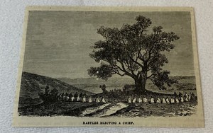 1882 magazine engraving~ KABYLES ELECTING A CHIEF, ALGERIA