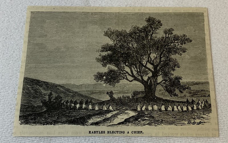 1882 magazine engraving~ KABYLES ELECTING A CHIEF, ALGERIA