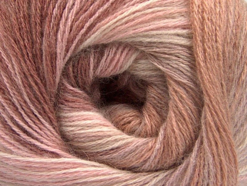 Lote de 4 hilos de lana Angora Batik 4x100g/550m rosa granate camel Foto 2 de 4