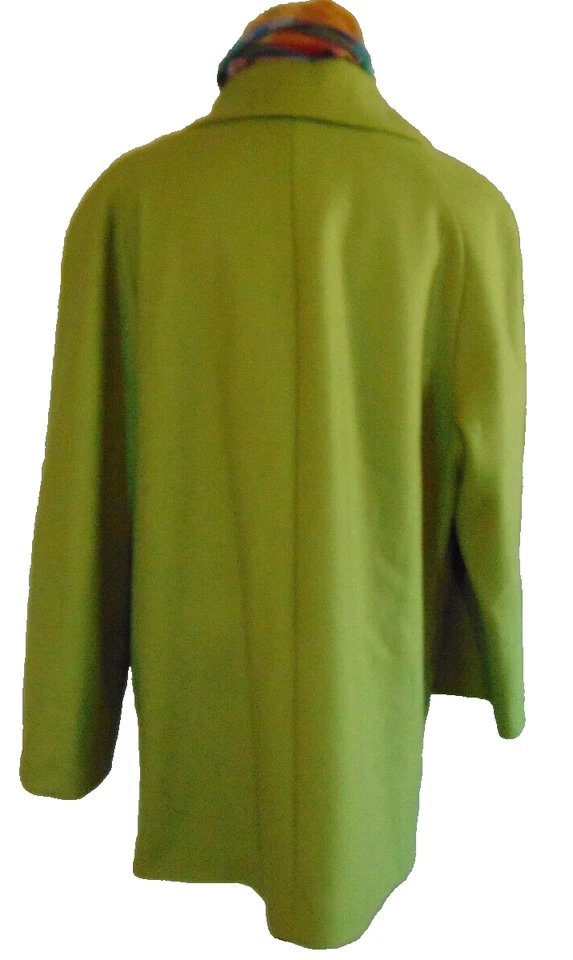 ABRIGO BUFANDA REVERSIBLE VINTAGE MARK REED PARA MUJER MEZCLA LANA VERDE MELOCOTÓN ~ 16P Foto 3 de 4