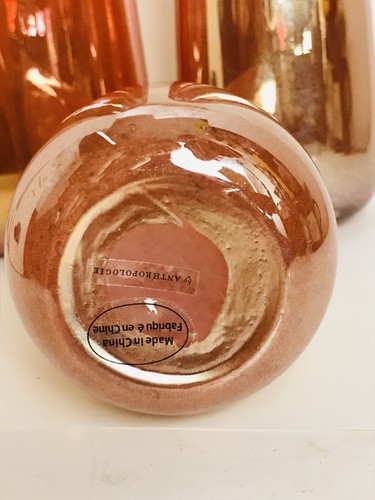Juego de 3 jarrones de vidrio Anthropologie Soren rosa coral ombre metálico retirado LE DIFÍCIL DE ENCONTRAR - Imagen 3 de 23