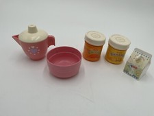 Vintage 1980's Fisher PRICE Fun With Food Baby's Mealtime Set Jars, Tea Pot