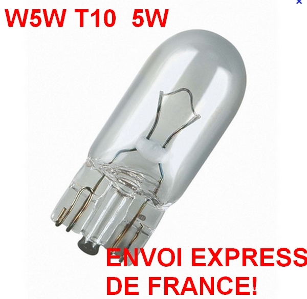 AMPOULES W5W 5 Watts VEILLEUSE T10 PUSH WEDGE LIGHT BULB WHITE part car auto