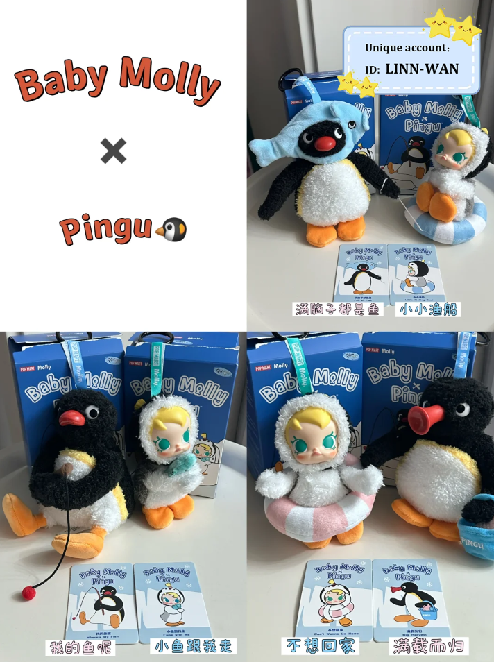 Baby Molly × Pingu Happy Fishing ぬいぐるみ Baby Molly × Pingu Happy Fishing Series-Vinyl Plush Pendant