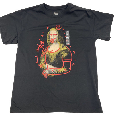 Mona Lisa T-shirt size XL new Black short sleeve tee novelty grachics Brisco
