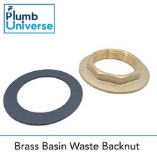 1&1/4" BSP Brass Basin Waste Back Nut With Rubber Washer