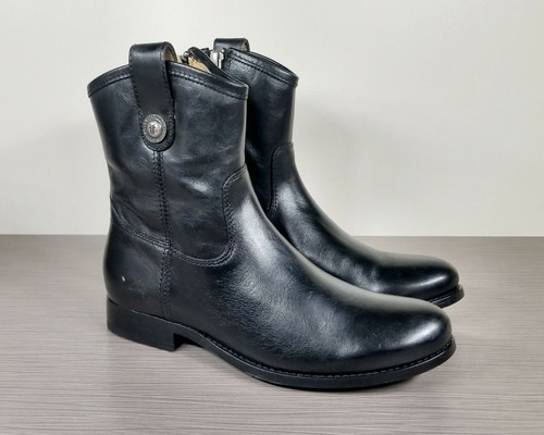 Frye Melissa Button Short Boots, Black Leather, Womens Size 6 B - Picture 3 of 10