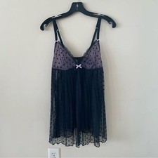 Adore Me Black Polka dot Mesh Babydoll Slip Lingerie