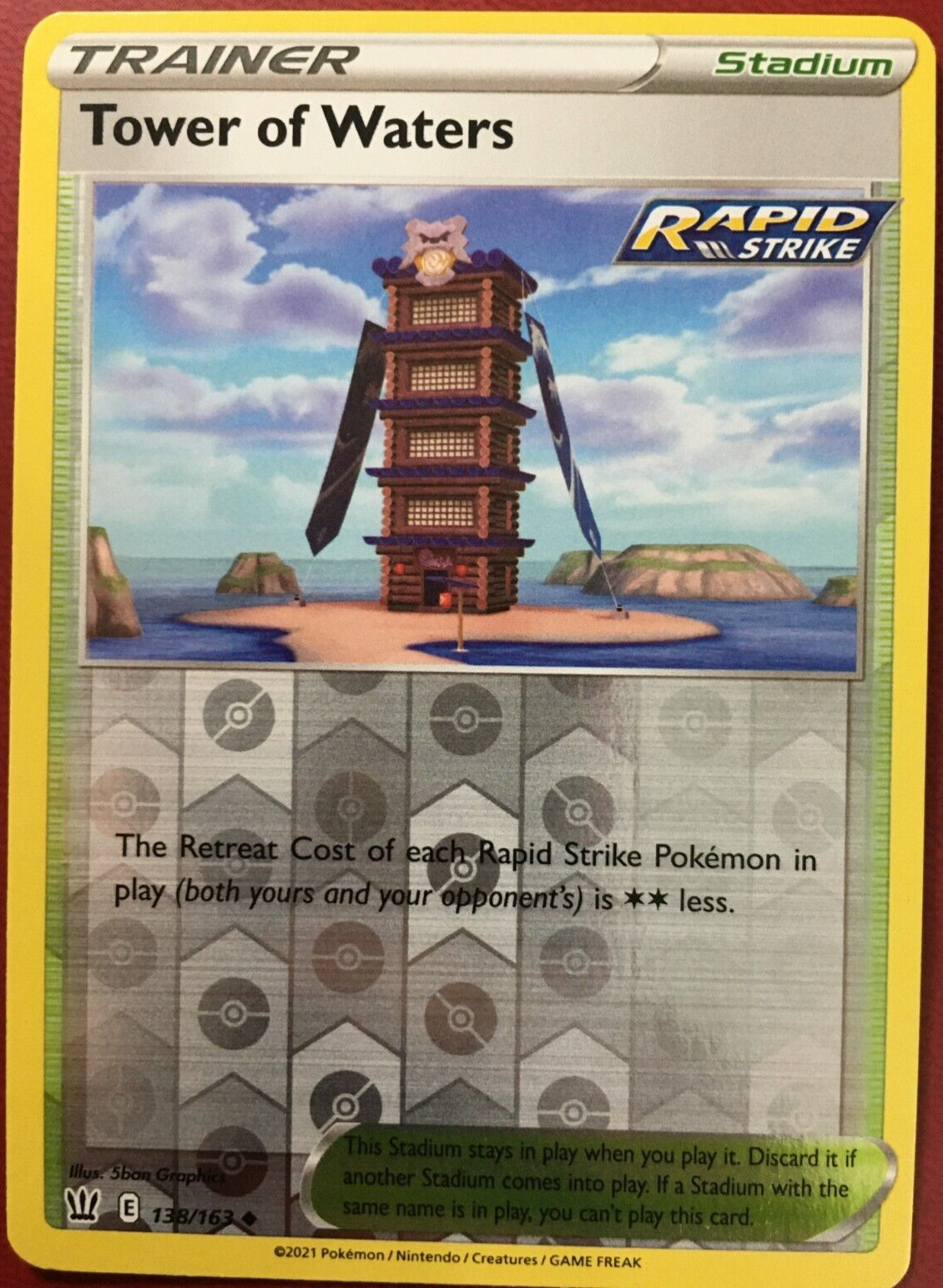 POKEMON TOWER OF WATERS 138/163 BATTLE STYLES UNCOMMON REVERSE HOLO NEAR MINT