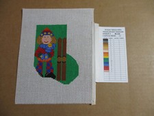 Susan Treglown Handpainted Needlepoint Canvas Woman Skiier Stocking