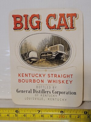 Vintage Big Cat Kentucky Straight Bourbon Whiskey Unused Whiskey Bottle Label