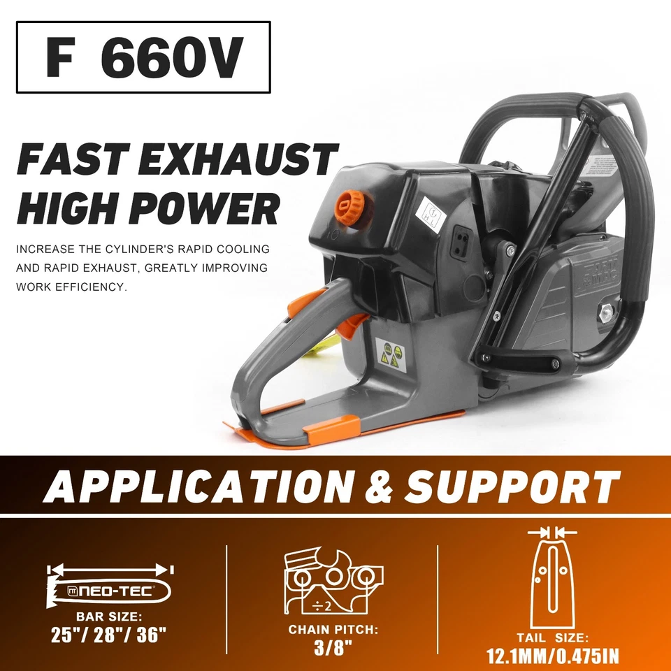 92cc Gasoline Chainsaw Power Head Compatible with MS660 G661 066 Cut Tree Wood - Image 2 of 4