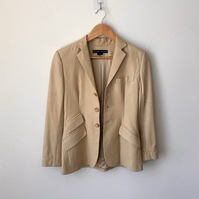 Ralph Lauren Black Label Buttery Soft Lambskin Leather Blazer Size 4 Light Tan