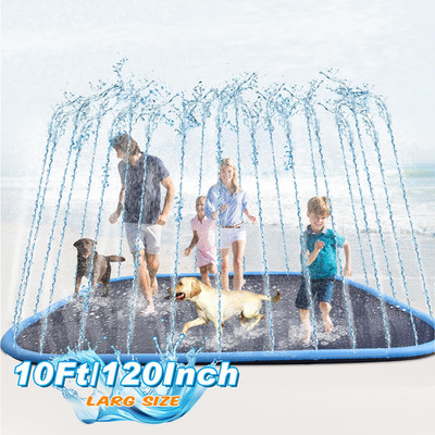 Lewtemi 10 Ft Extra Large Non-Slip Splash Pad 120 For Adult Kids And Dog Giant
