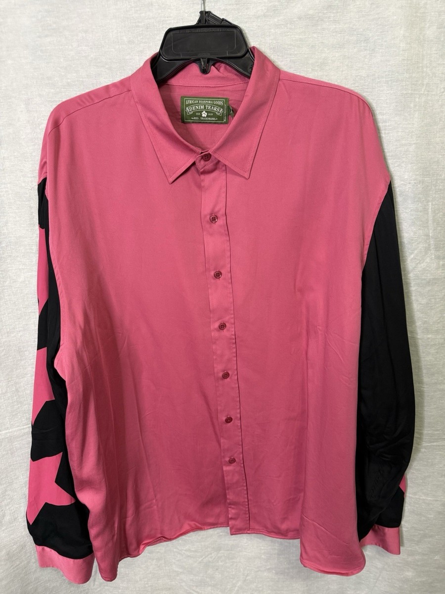 Denim Tears Authentic Men's NWT Button Up Pink Star Shirt Long