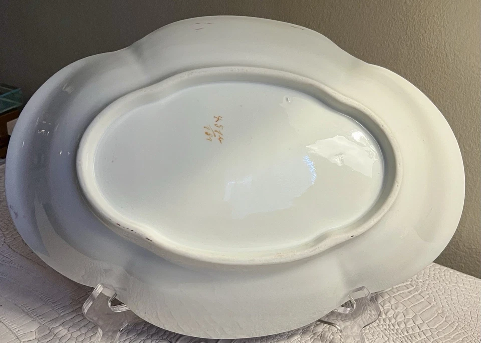 19 世纪 70 年代手绘古董扇贝大号中国菜碗 150 岁 — 第 3/4 张图片