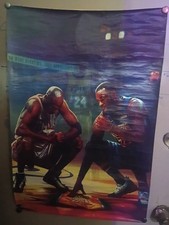 Kobe Bryant Poster With Michael Jordan And LeBron James Standing Over Jersey