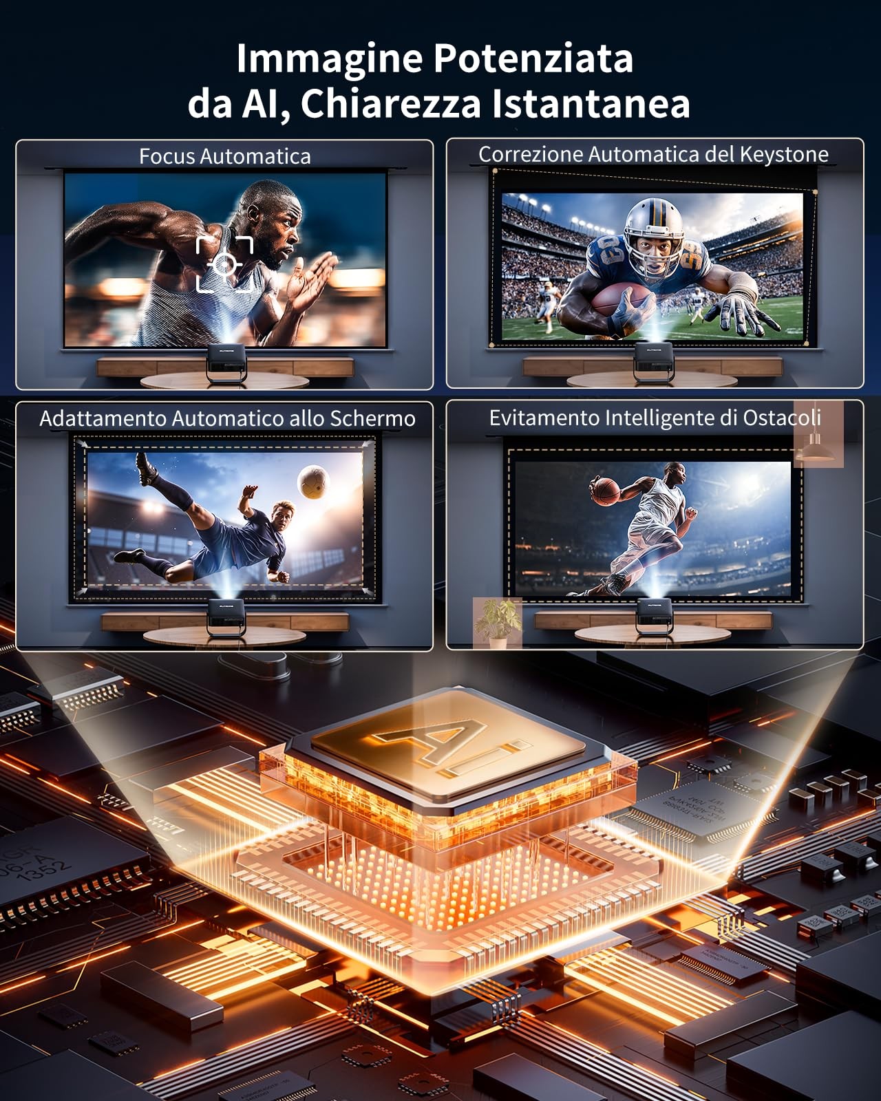 Proiettore Portatile【Smart TV & 1000 Canali Live】Mini Proiettore 4K Smart TV foto 5