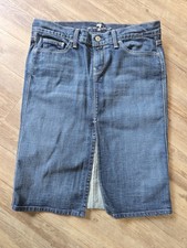 Seven For All Mankind Womans Slit Light Denim Skirt Knee Length Sz 29 M 6-8