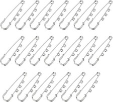 20 Pack Heavy Duty Safety Pins Metal Brooch Pin Kilt Fasteners with 3 Loops for
