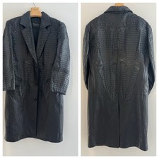 RARE Ostrich Crocodile Bernini Beverly Hills Genuine Leather Trench Coat M JL