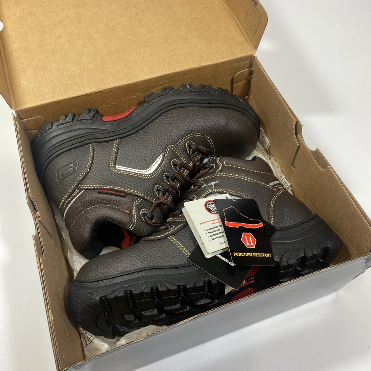 Skechers Work Boots Mens Size 12 W Brown Comp Toe Puncture Resistant 77144W 77144W BRN SKECHERS BURGIN SOSDER MEN main image 2