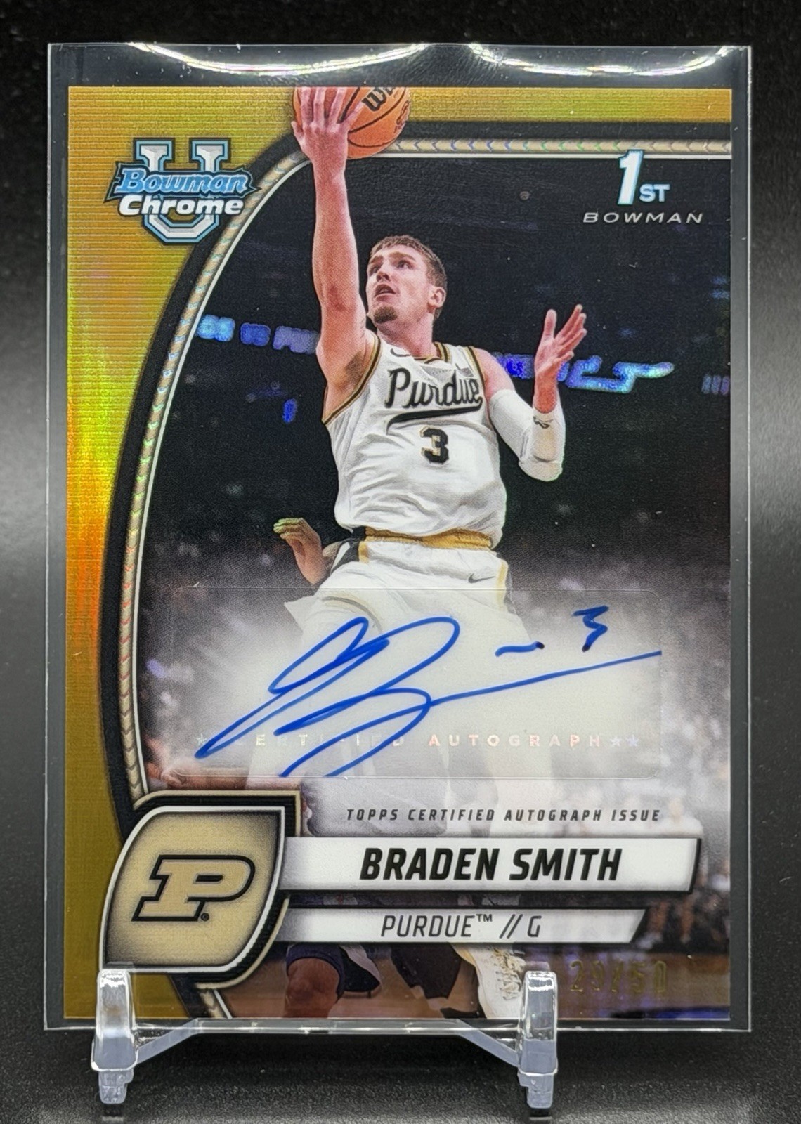 2024-25 Bowman U Chrome🏀Braden Smith 1st Bowman True GOLD Auto #/50💥Purdue💥