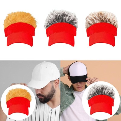 Men Hat with Hair Novelty Adjustable Wig Cap for Adults Women Sports Men Travel