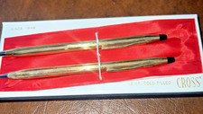 Vintage Cross Pen and Pencil Set   12KT Gold Filled with Original Case   Working