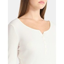 Scoop Neck Y2K Vibe Ribbed Shirttail Henley T...